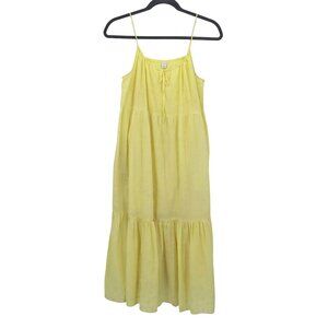 Old Navy Embroidered Dress Women XL Butter Yellow Boho Cottage Feminine Coastal
